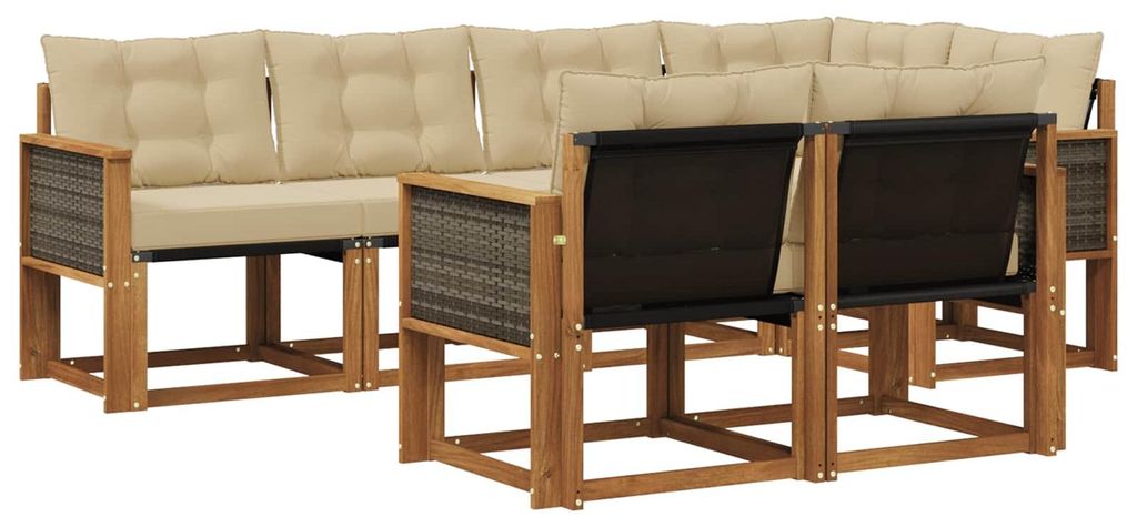 vidaXL Outdoor-Sofagarnitur mit Kissen 7 pcs Natur und Beige