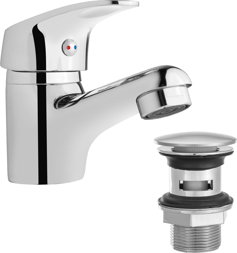 BADLAND Waschtischarmatur Wasserhahn Kleine AVA Mischbatterie für Badezimmer in Silber