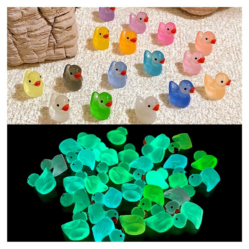 300 Stück Mini Leuchtende Harz Enten Figuren für Dekoration im Aquarium und Miniaturgarten
