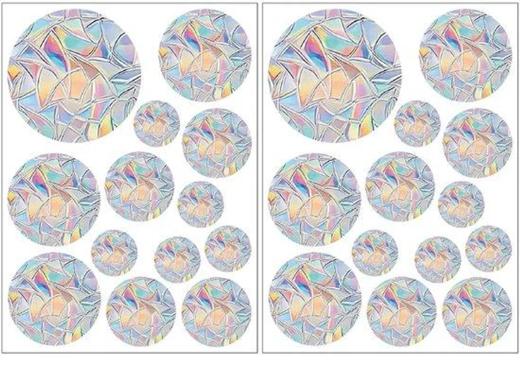 Autocollants vitres anti-collision oiseaux effet prisme, set de 26 pièces