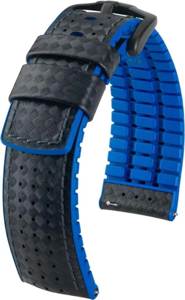 Hirsch Ayrton Cinturino 22mm Nero Blu | Spedizione Rapida | Originale