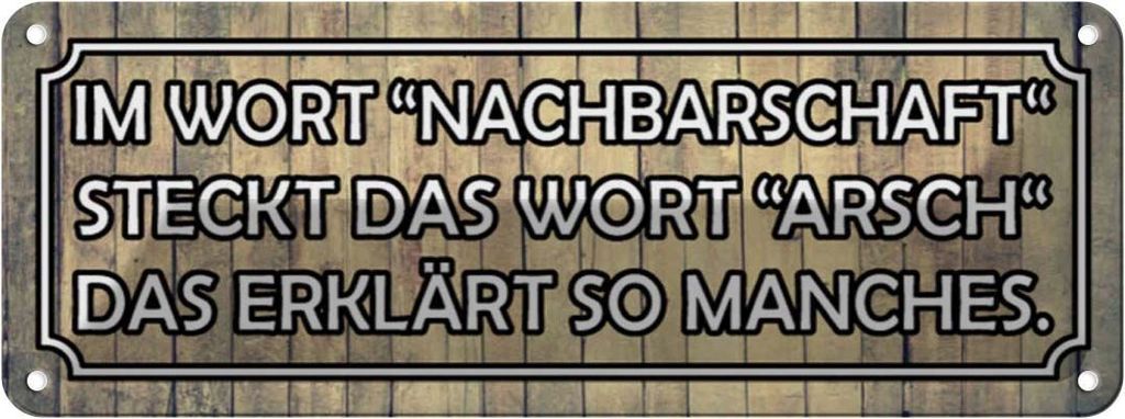 vianmo Blechschild 10x27 cm im Wort Nachbarschaft Arsch Dekoration Spruch Zitat
