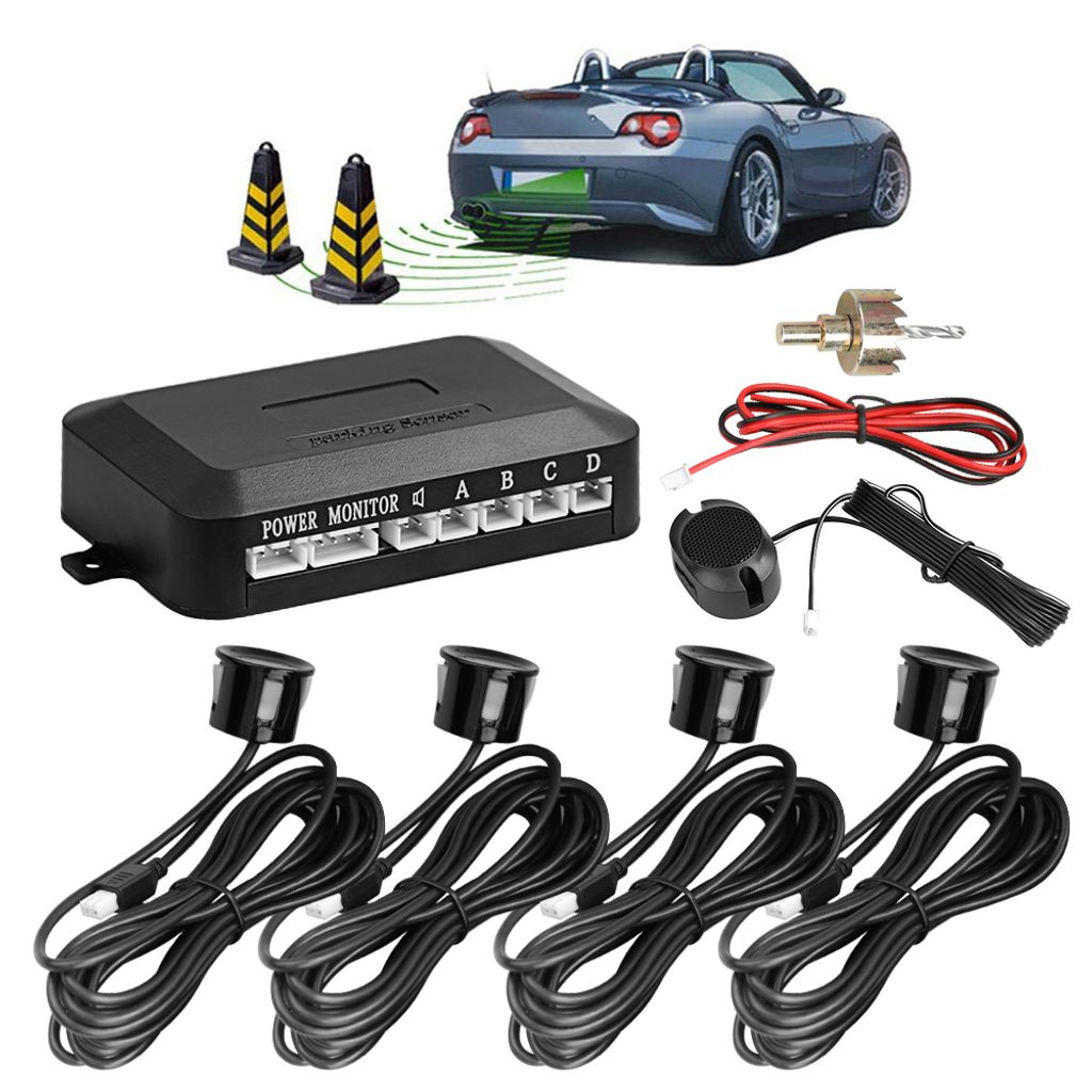 4 Sensor Lautsprecher Rückfahrwarner PDC Schwarz Auto Parkhilfe Parking System 