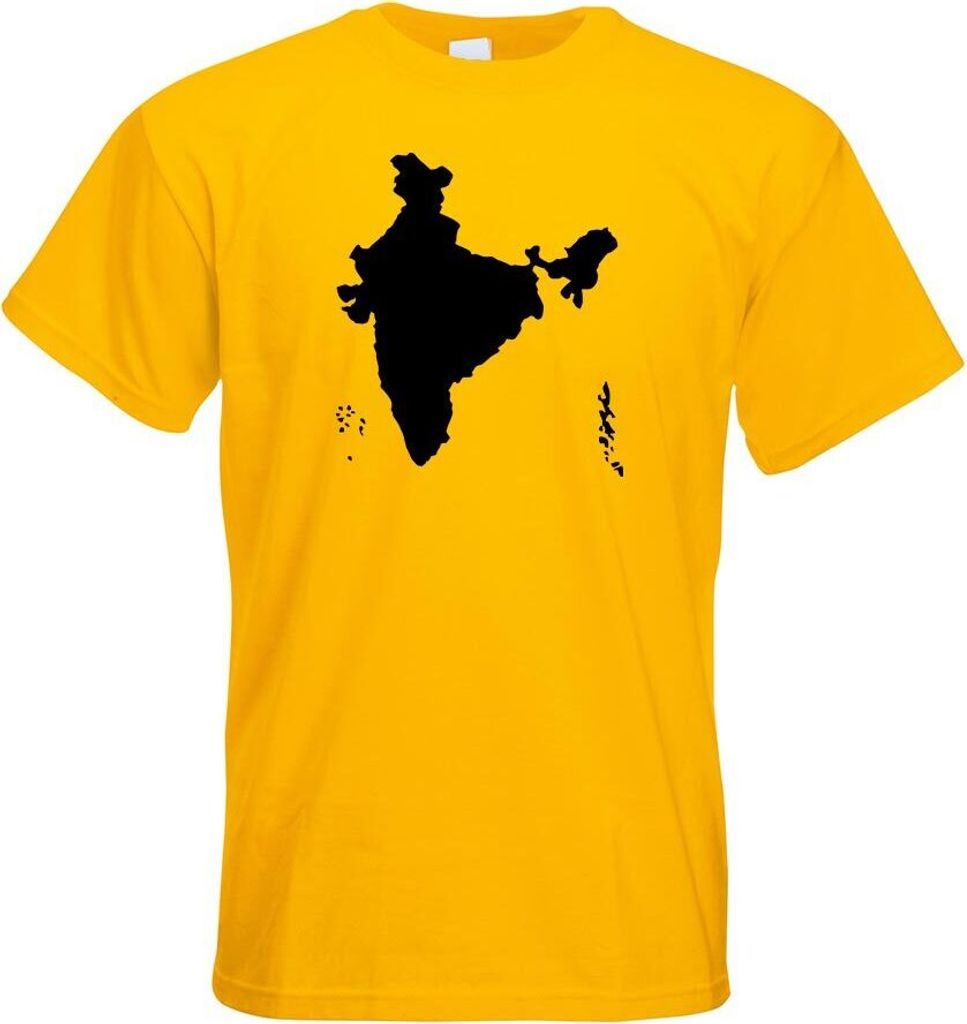 Kiwistar - T-Shirt - gelb - Indien Umriss Kontur Herren Funshirt Bedruckt Design Sprüche Spruch Motive - mit Motiv Bedruckt - Funshirt Design - Sp...