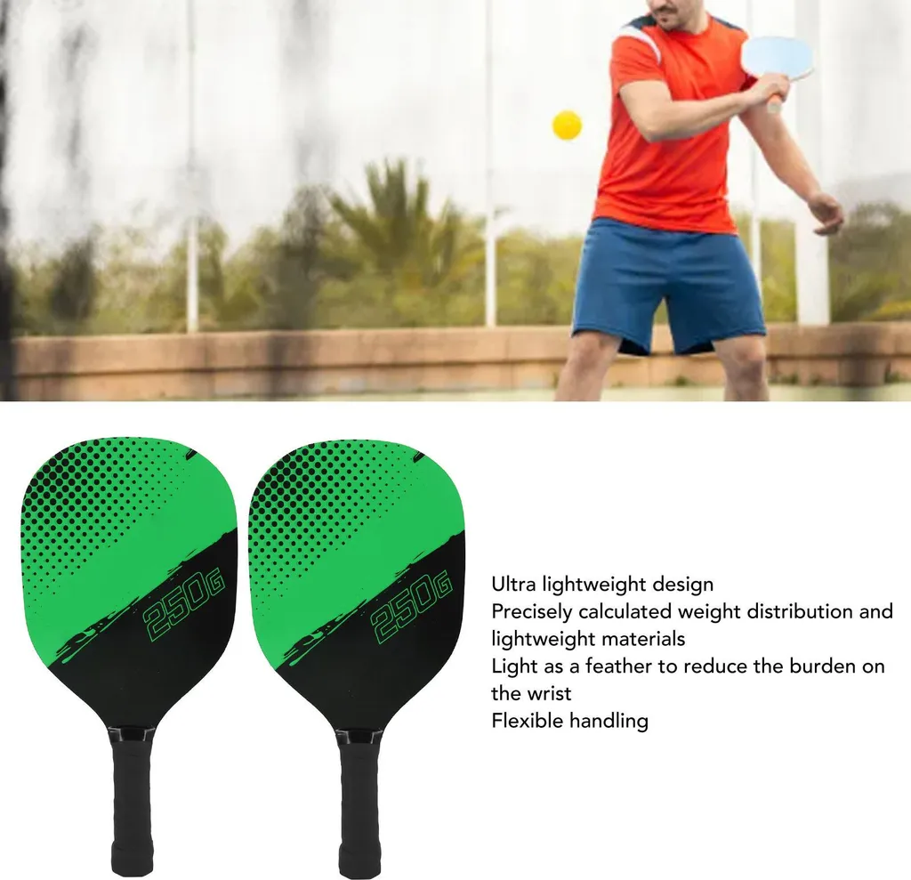 Set de Raquettes de Pickleball Légères Vertes avec 4 Balles et Sac - 5