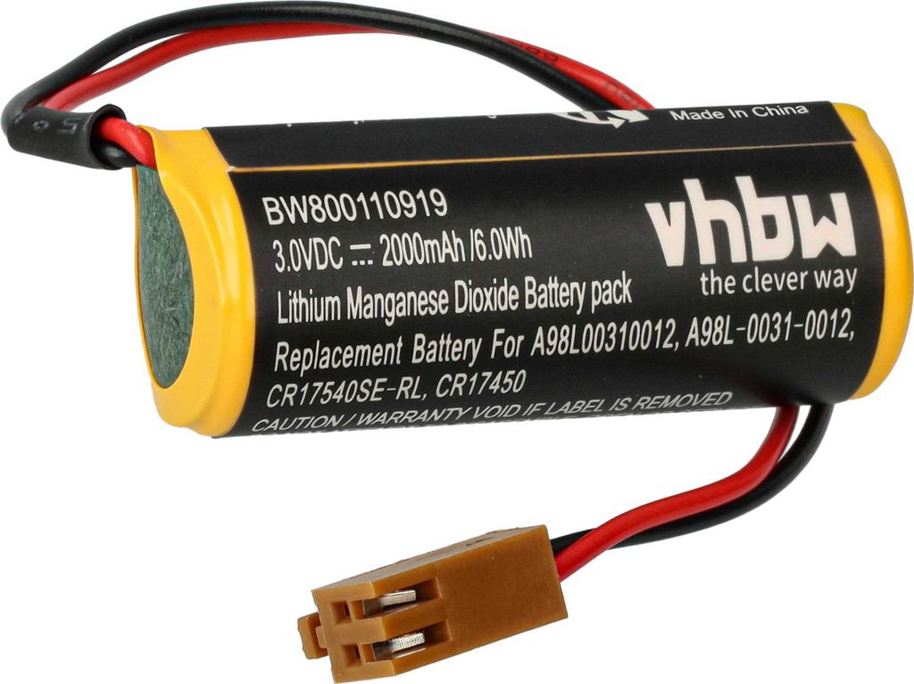 vhbw Batterie kompatibel mit Le Blond 77 CNC router programmable logic controller Steuereinheit (2000 mAh, 3 V, Li-MnO2)