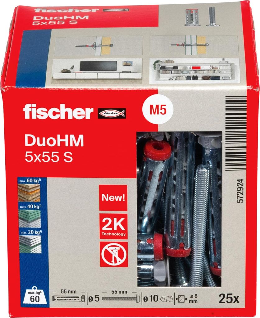 fischer 572924 Fischer DuoHM 5x55 S TX Vis pour montages Image du produit 