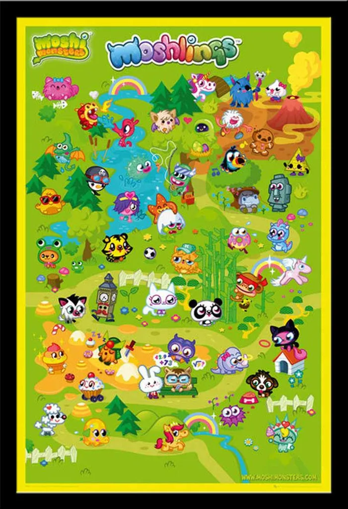 Cadre Déco Chambre Enfant Moshi Monsters Moshling Land Shinsuke Noir