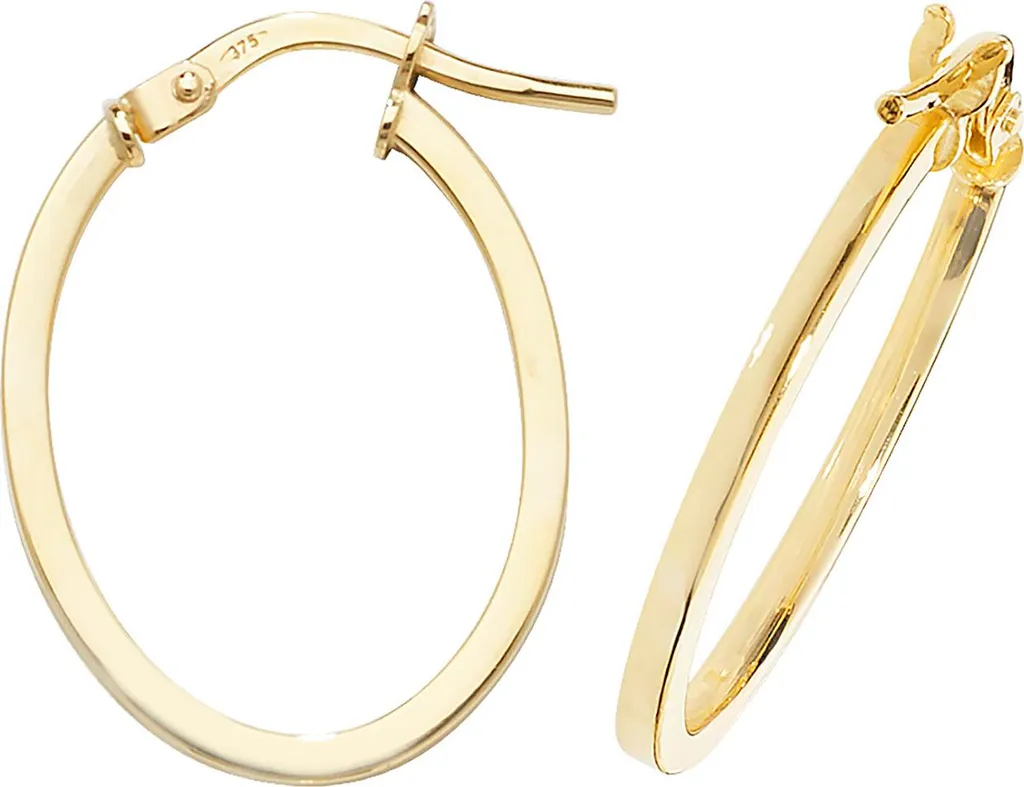 Boucles d'Oreilles Or 375/1000 Jaune, Créoles 23mm de Haute Qualité