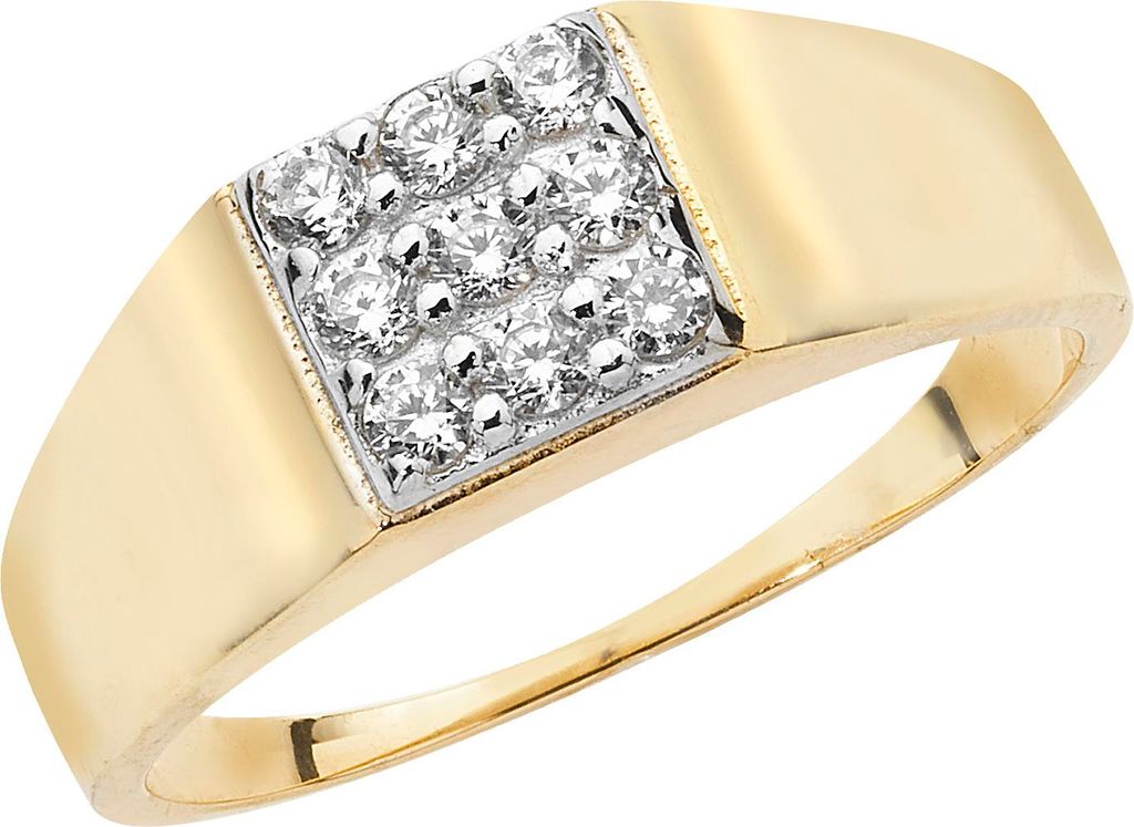 Moderner 9 Karat (375) Gold Damen - Ring mit Zirkonia (synth.), 42 (13.4); TRS17110RSD