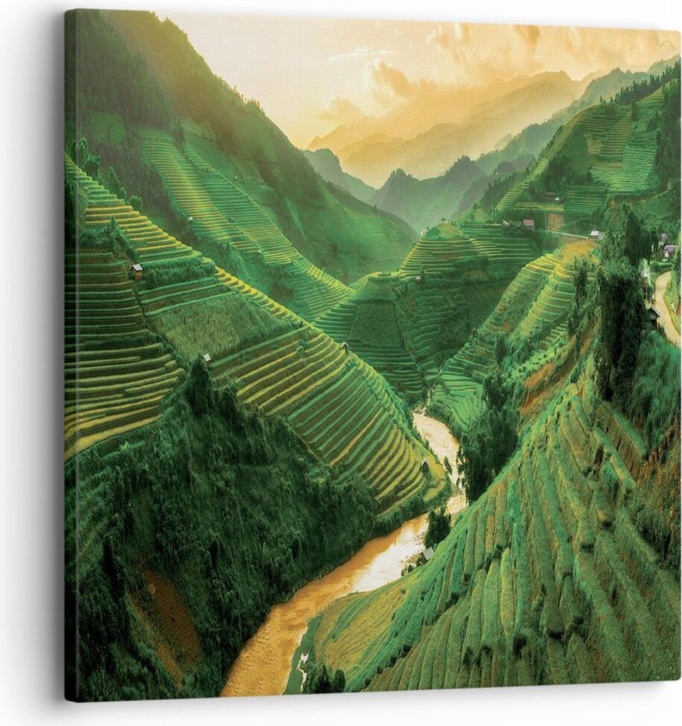 Bild auf Leinwand - Leinwandbild - Einteilig - Klappe Reis Vietnam - 30x30cm - Wand Bild - Wanddeko - Wandbilder - Leinwanddruck - Bilder - Wanddek...