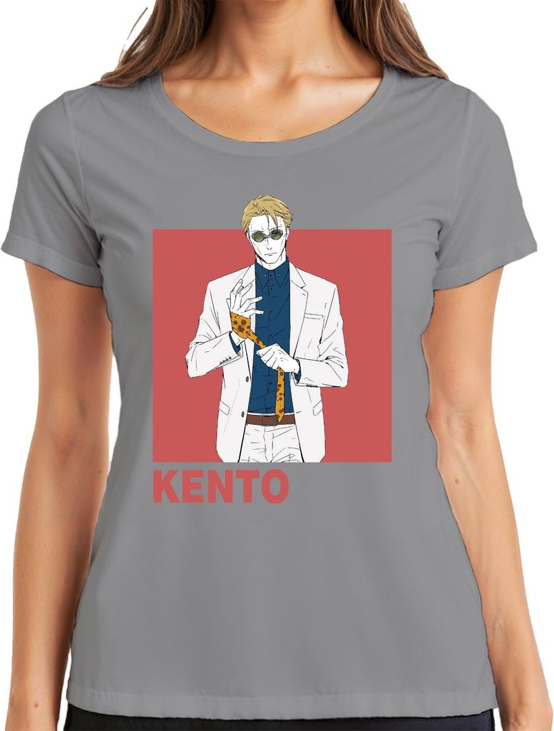 Kento Anime Gentleman Anzug Sonnenbrille Krawatte Geschenk Retro Damen T-Shirt, Grau, S