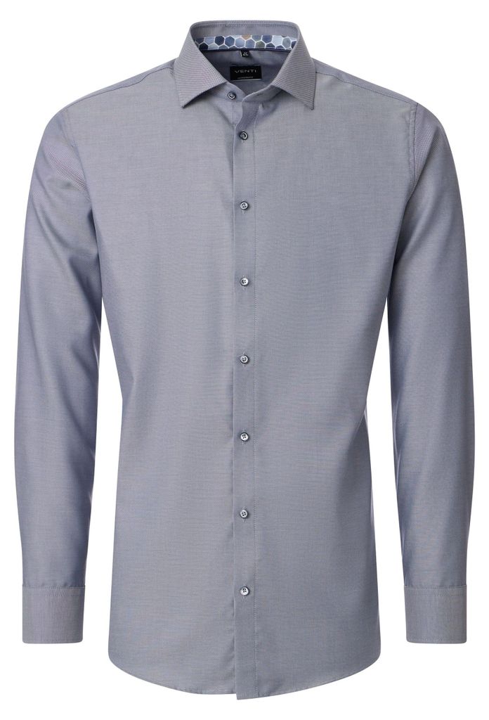 VENTI Herren Businesshemd Langarm Kent Modern-Fit Anthrazit 44