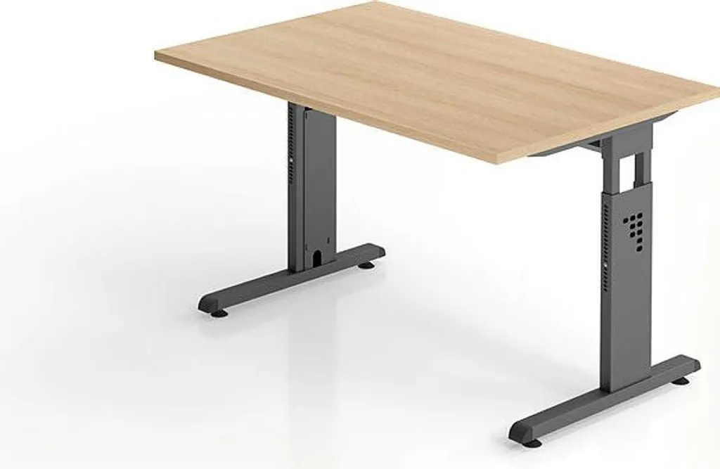 Table de bureau réglable MEGA 12 W en chêne et blanc, format 120x80