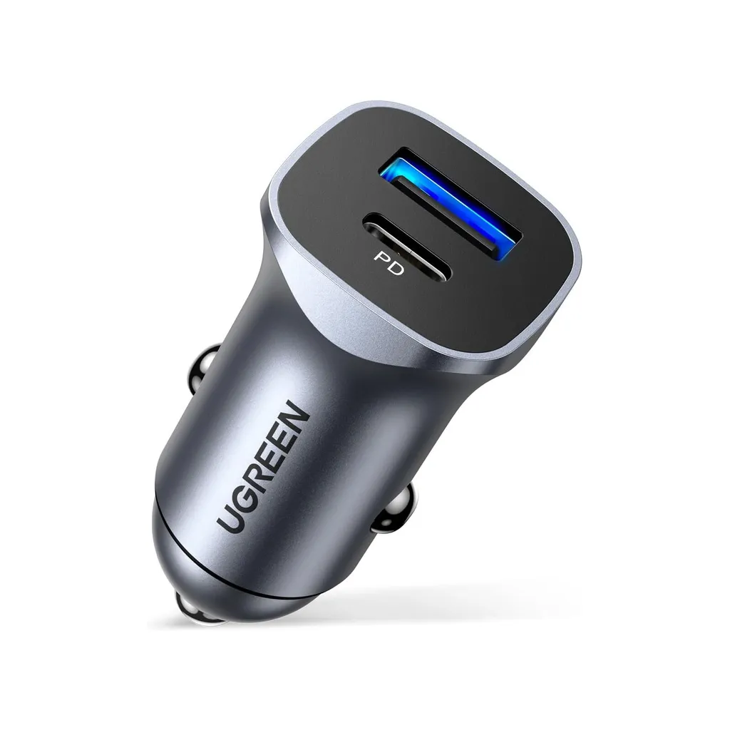 Ugreen 30780 Caricabatterie Auto 24W USB-C PD e USB-A QC 3.0 Grigio - 29
