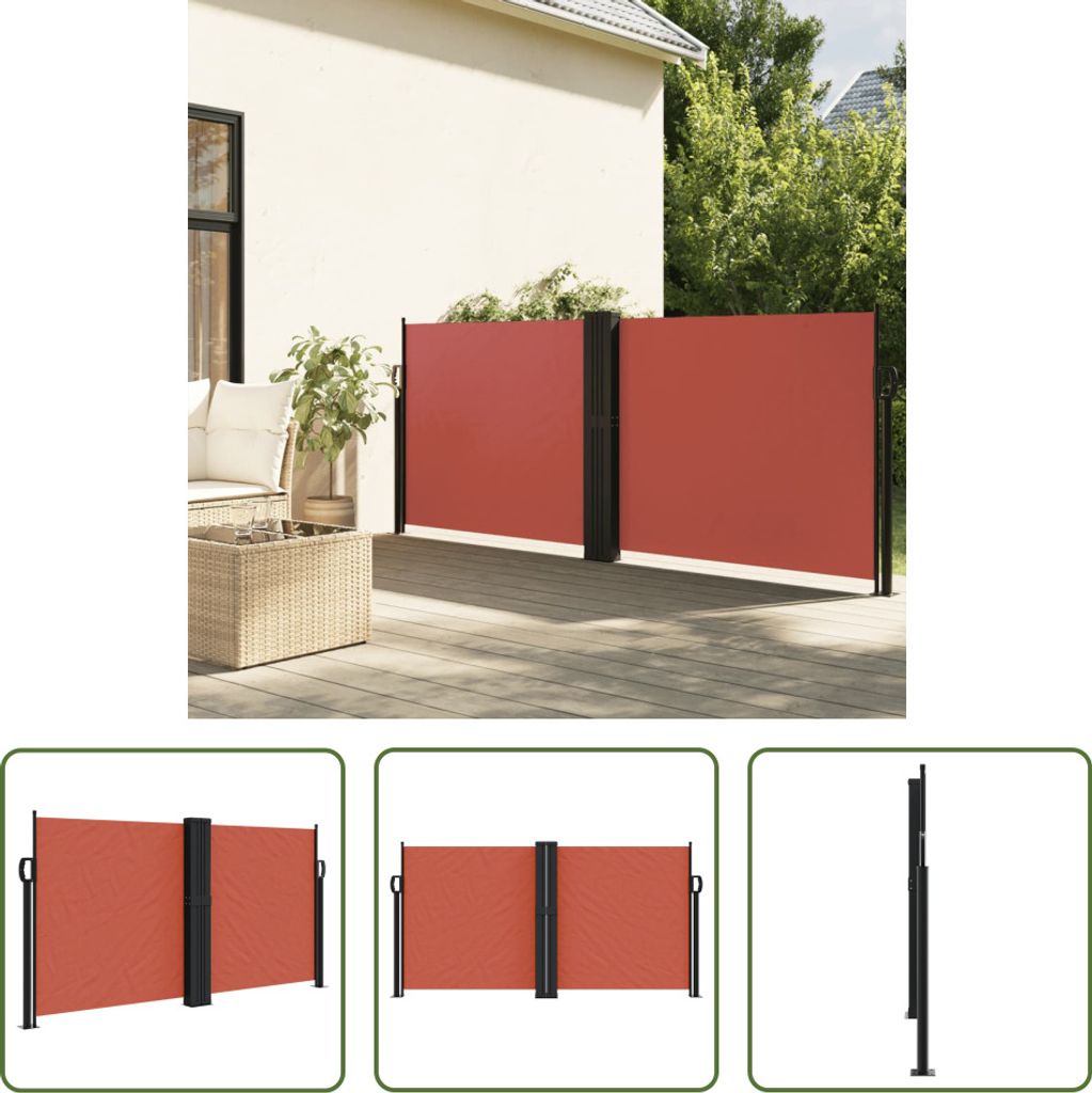 The Living Store Seitenmarkise Ausziehbar Terrakottarot 120x1000 cm