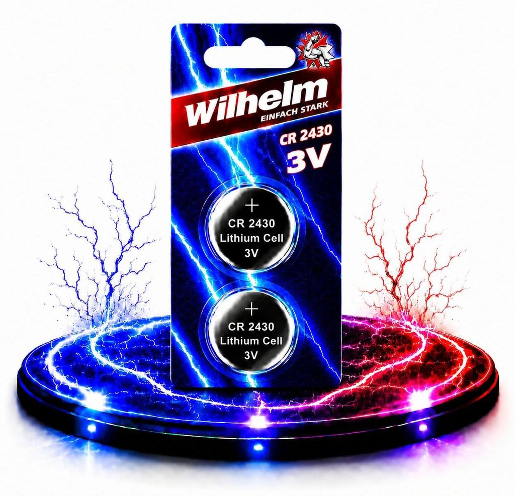 2 x Wilhelm CR2430 Blister Lithium Knopfzellen Produktbild 