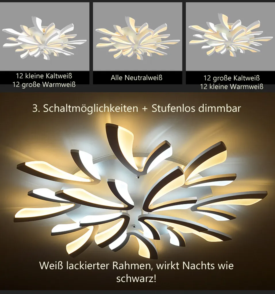 Plafonnier LED XW062White-12 avec Télécommande - Intensité Réglable - 6