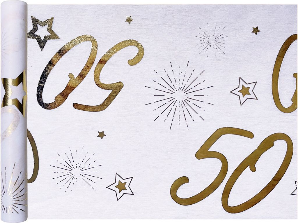 Oblique Unique Tischläufer Tischband Tisch Läufer für 50. Geburtstag Jubiläum Goldene Hochzeit Tischdeko gold glänzend Deko