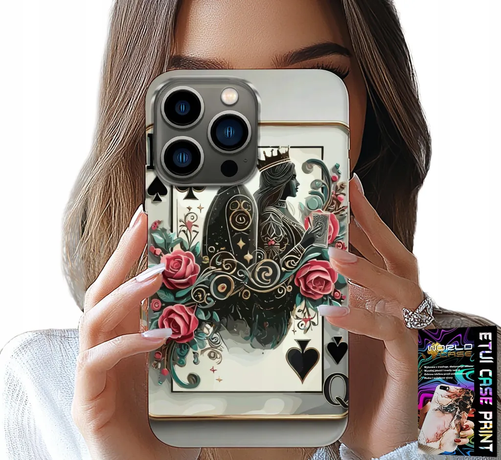 Custodia iPhone 16 Pro Poker Queen con Vetro - Protezione Top