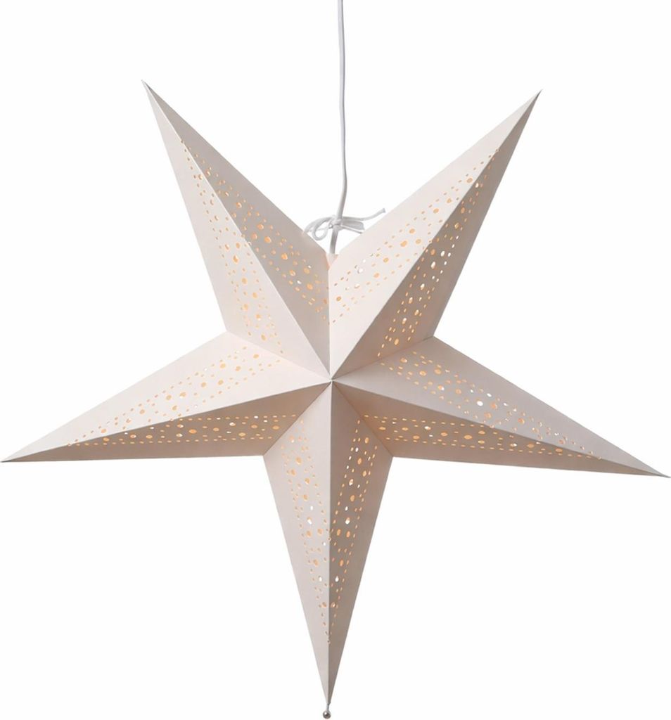 Papierstern LEA - hängend - 5-zackig - D: 55cm - inkl. E14 Fassung und Kabel - weiß