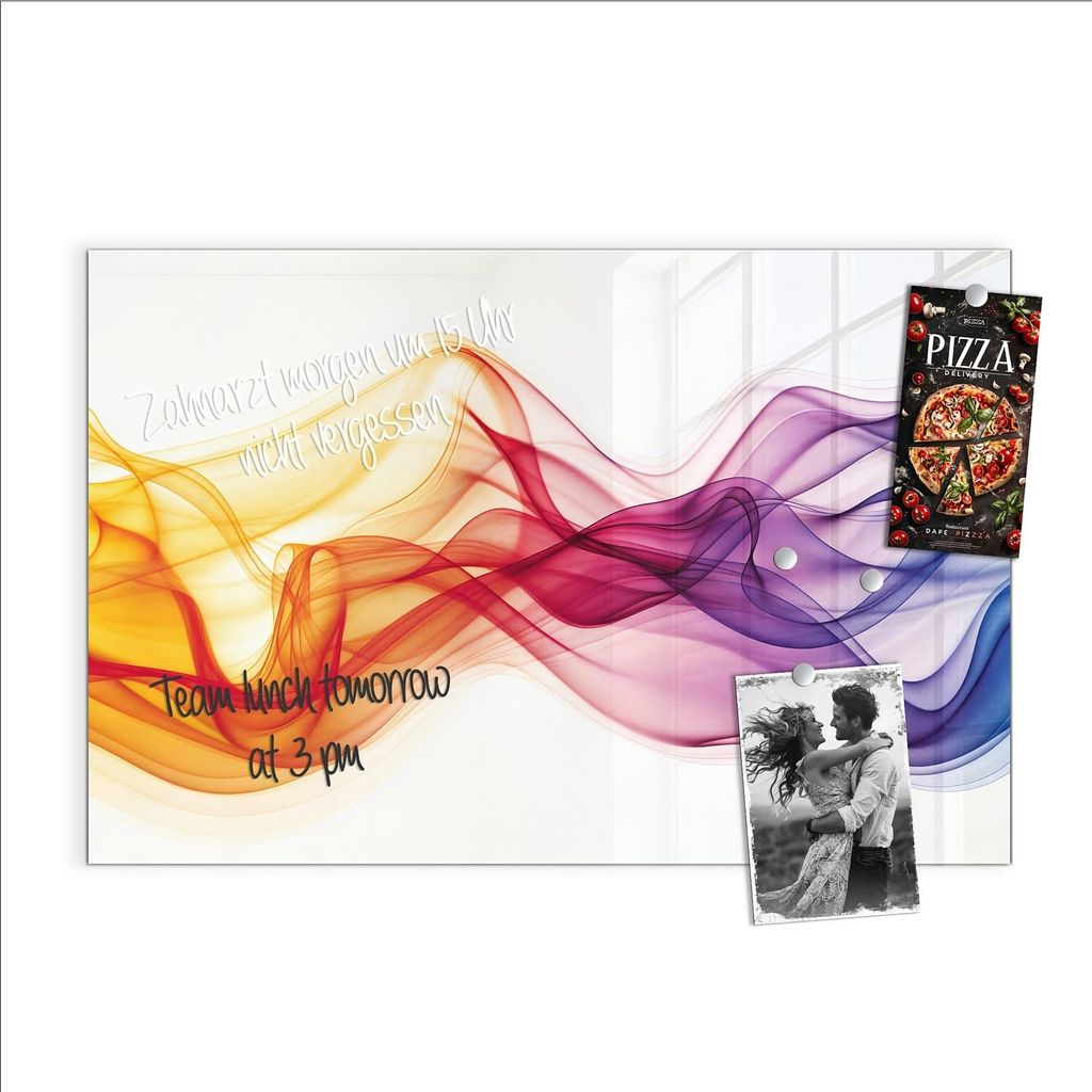 Magnettafel 90x60cm Pinnwand Whiteboard beschreibbar - Farbige Wellen