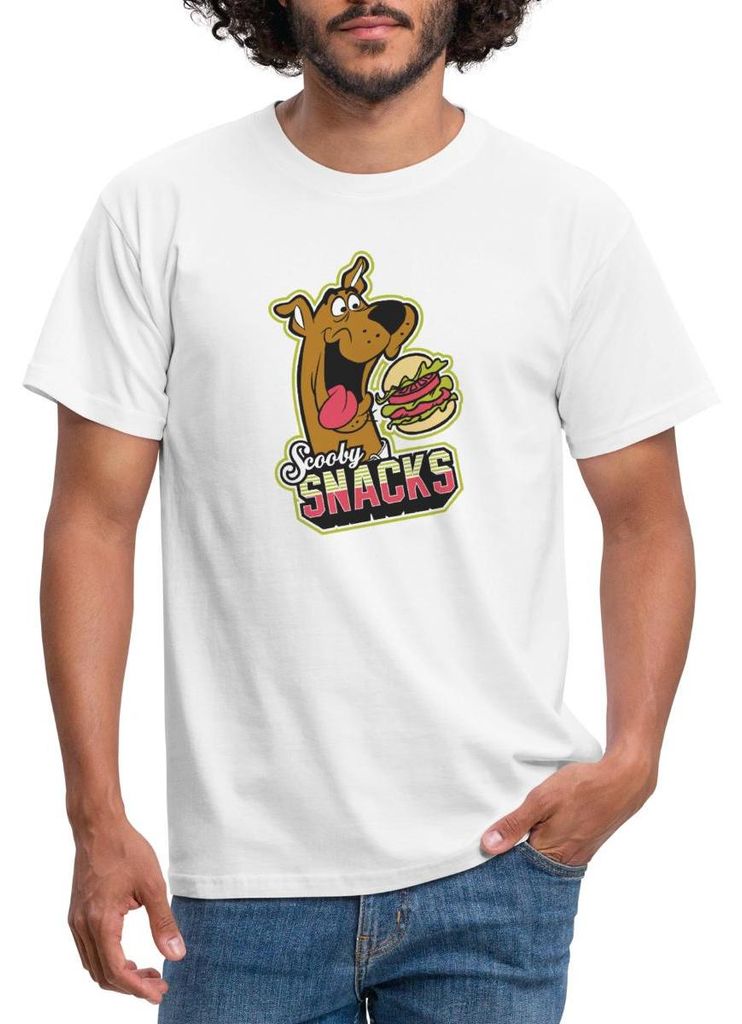 Spreadshirt Scooby-Doo Scooby Snacks Mit Burger Männer T-Shirt, L, Weiß