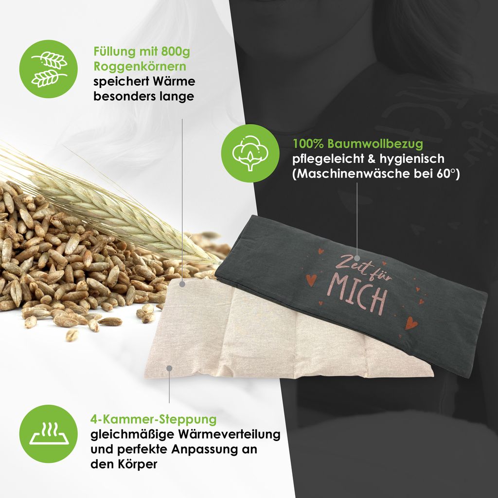 heimtexland ® Roggen Natur Körnerkissen Kälte- und Produktbild 3