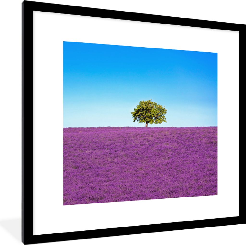MuchoWow Gerahmtes Poster Baum - Lila - Himmel - Lavendel 40x40 cm - Poster mit Schwarzem Bilderrahmen Wandposter Rahmen Foto Bilder - Poster - P...