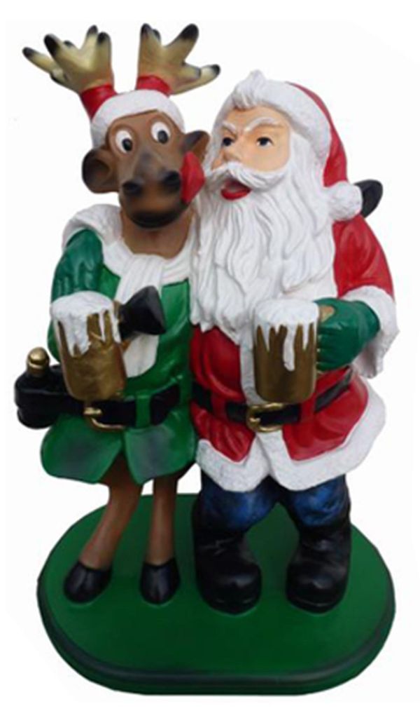 Weichnachten Rudolf Renntier Figur Statue Weihnachtsmann Figuren Dekoration 58cm