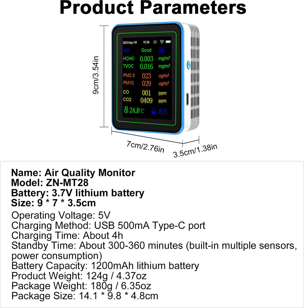 Detektor kvality ovzduší WiFi 12 v 1, detektor oxidu Obrázek produktu 15