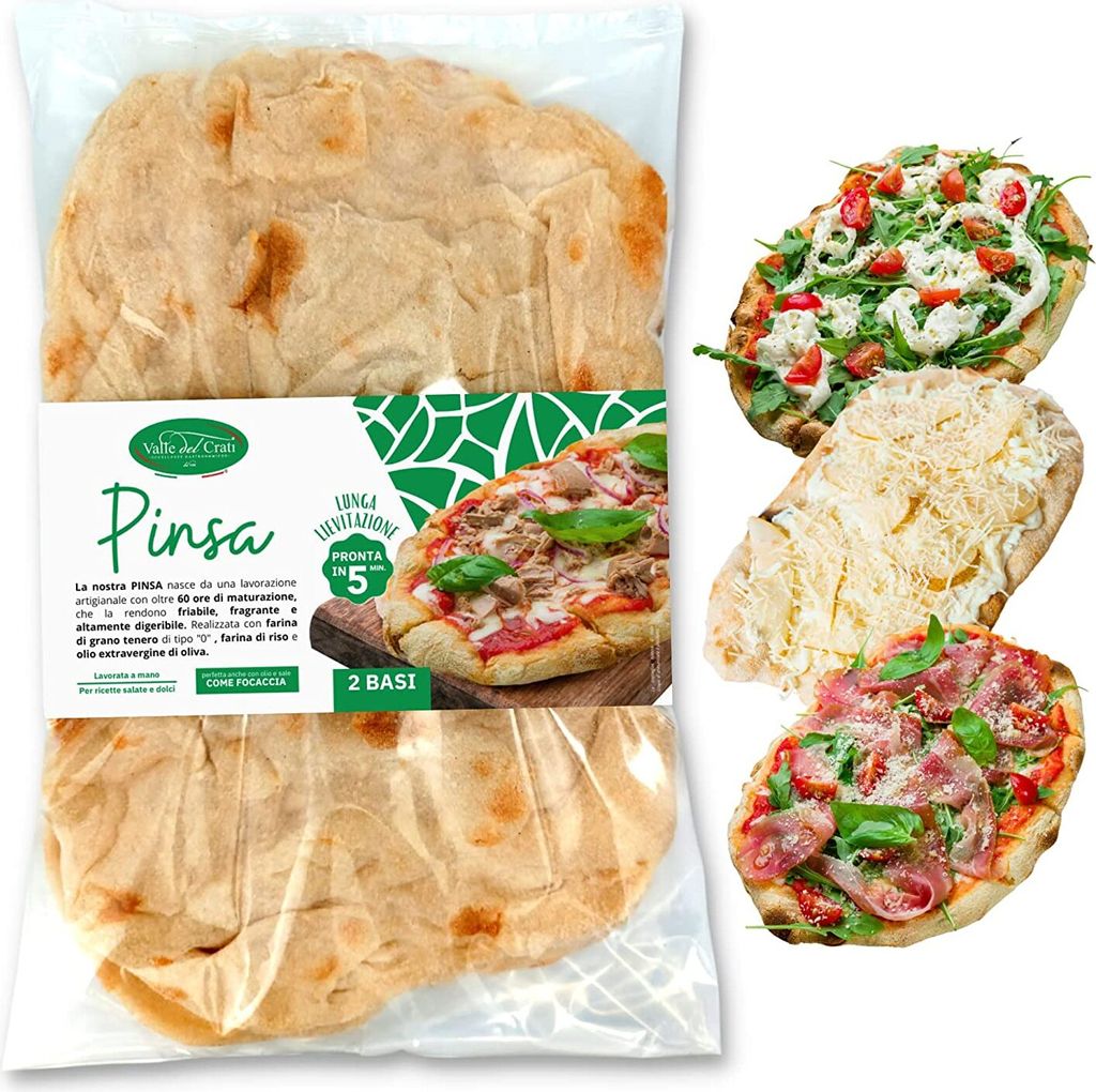 18 Italienische vorgekochte Pinsa-Basis | Pinsa fertig in 5 Minuten | hergestellt in Kalabrien | Pinsa-Basen von je 250 Gramm