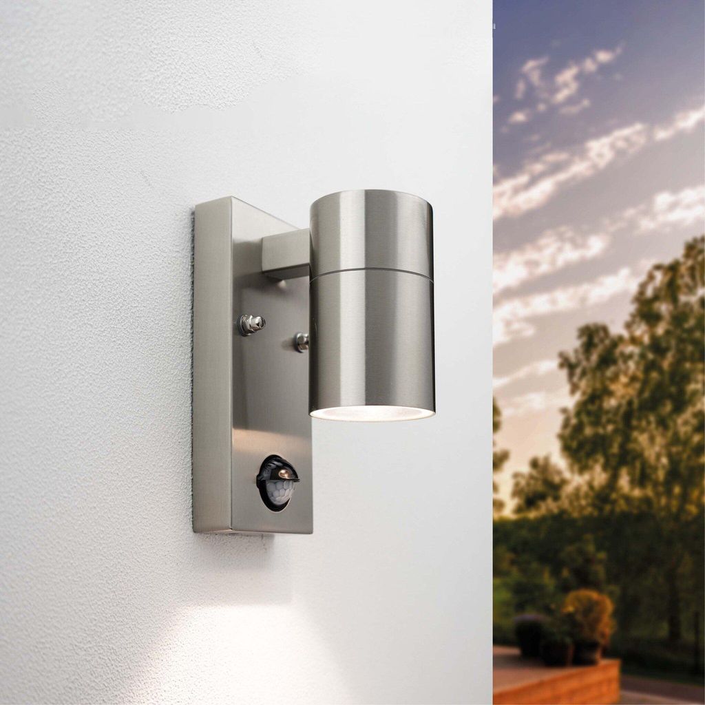Ledvion LED Wandlampe Mit Sensor GU10 Fassung IP44 Grau Produktbild 