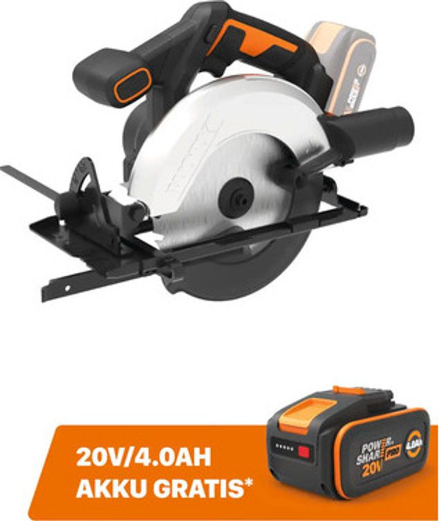 Scie circulaire sans fil Worx 20 V WX526.9 +  : batterie de Image du produit 