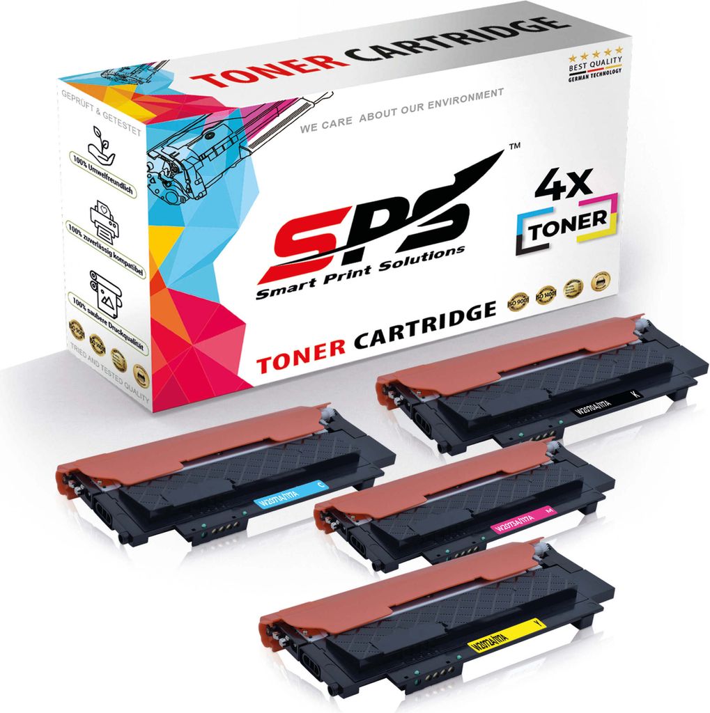 4er Multipack Set Kompatibel für HP Color Laser MFP 179FWG (6HU09A) Drucker Toners HP 117A W2070A Schwarz, W2071A Cyan, W2072A Gelb, W2073A Magenta