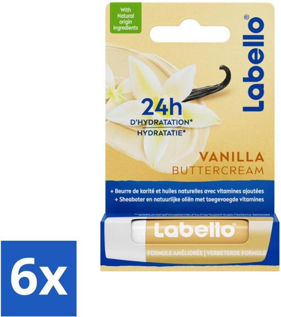Labello Lippenbalsam Vanille-Buttercreme 4,8 gr - Vorteilspack - 6 Stücke