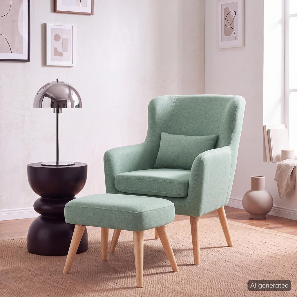 home24 Sessel mit Hocker Klassische Sessel