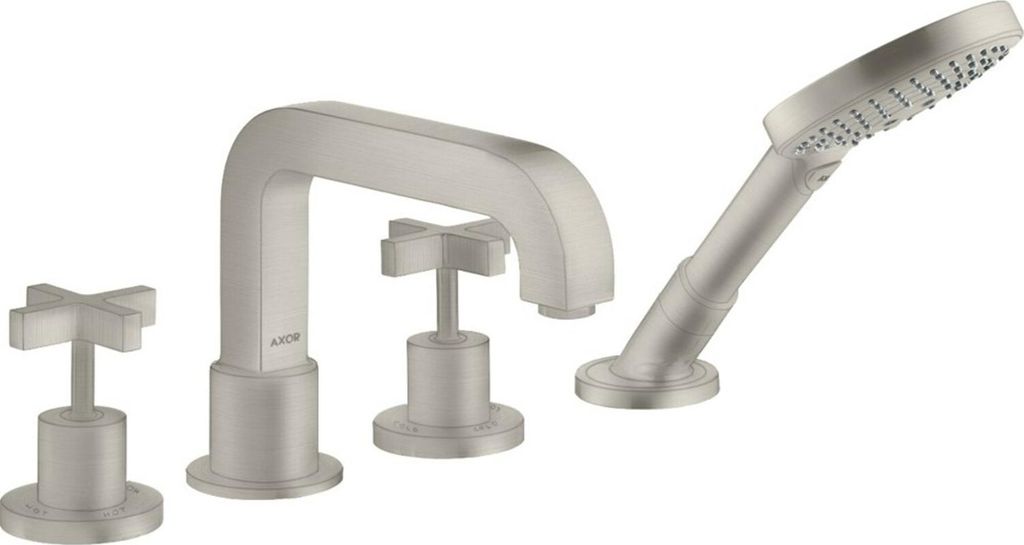 hansgrohe AXOR Citterio 4-Loch Fliesenrandarmatur mit Kreuzgriffen, 39453800
