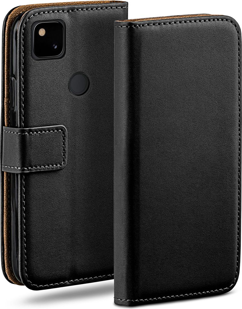 moex Book Case kompatibel mit Google Pixel 4a - Hülle 360 Grad klappbar, Schwarz