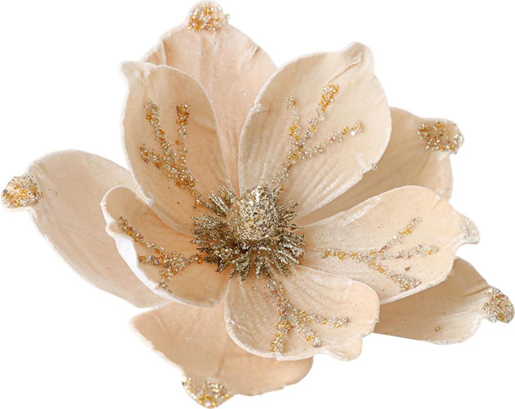 Künstliche Weihnachtssternblüten, Samtglitzernde Magnolienblüten mit Stiel, Christbaumschmuck für Weihnachten, Silvester, Partys, Hochzeiten un...