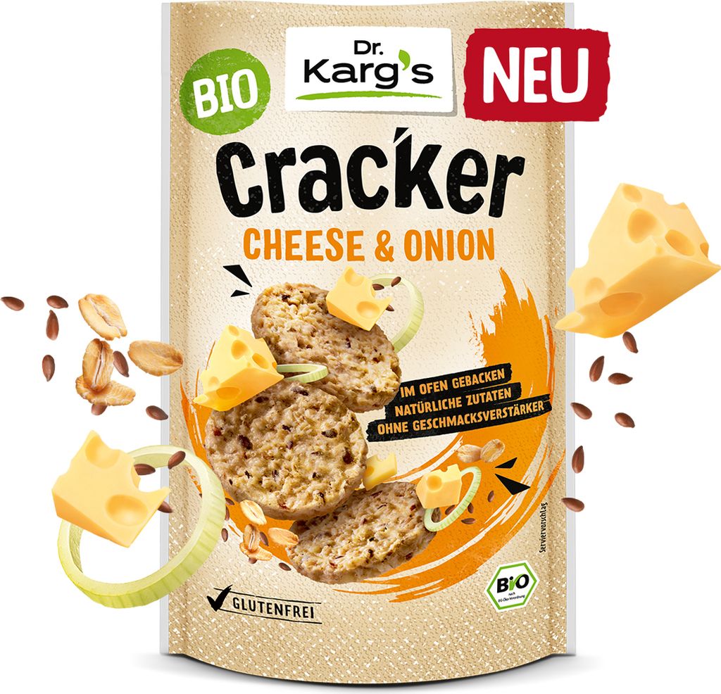 Dr. Kargs Cheese und Onion Cracker herzhaft würzig knusprig 85g