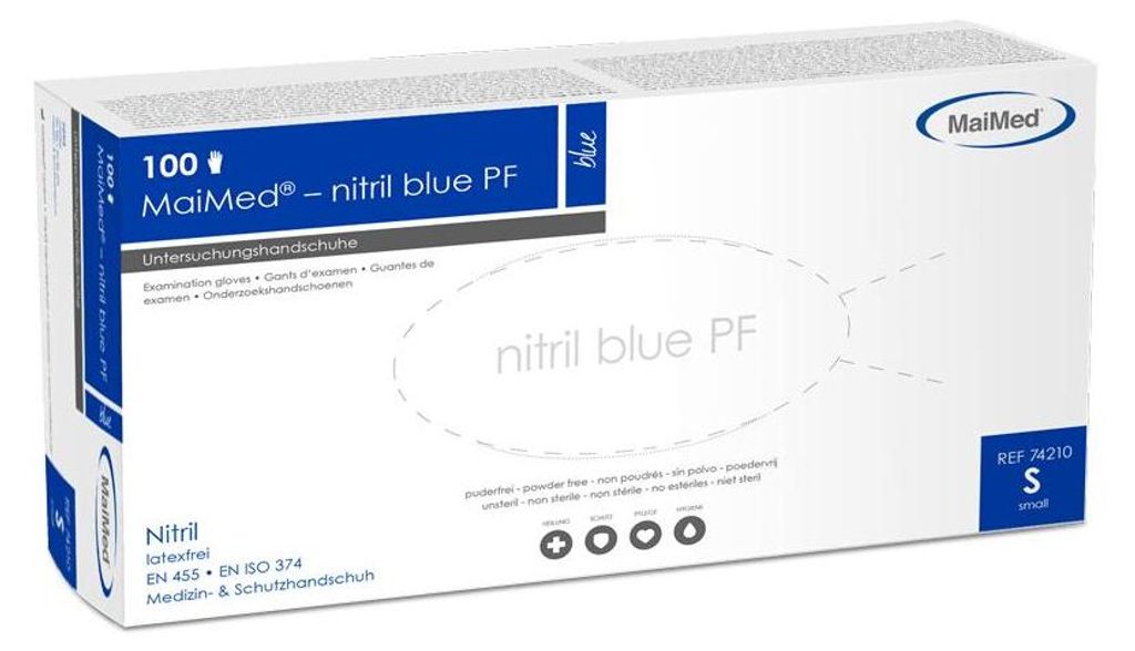 MaiMed Nitril Blue | 1000 Nitrilhandschuhe | blau | Gr. S | Einweghandschuhe