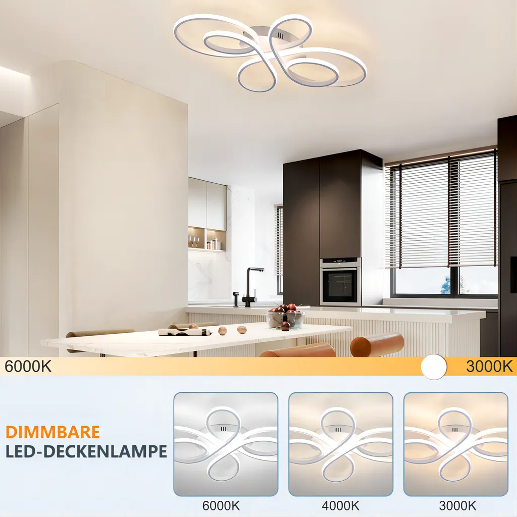 Plafonnier LED ZMH 65W Blanc Dimmable avec Télécommande de 66cm - 2