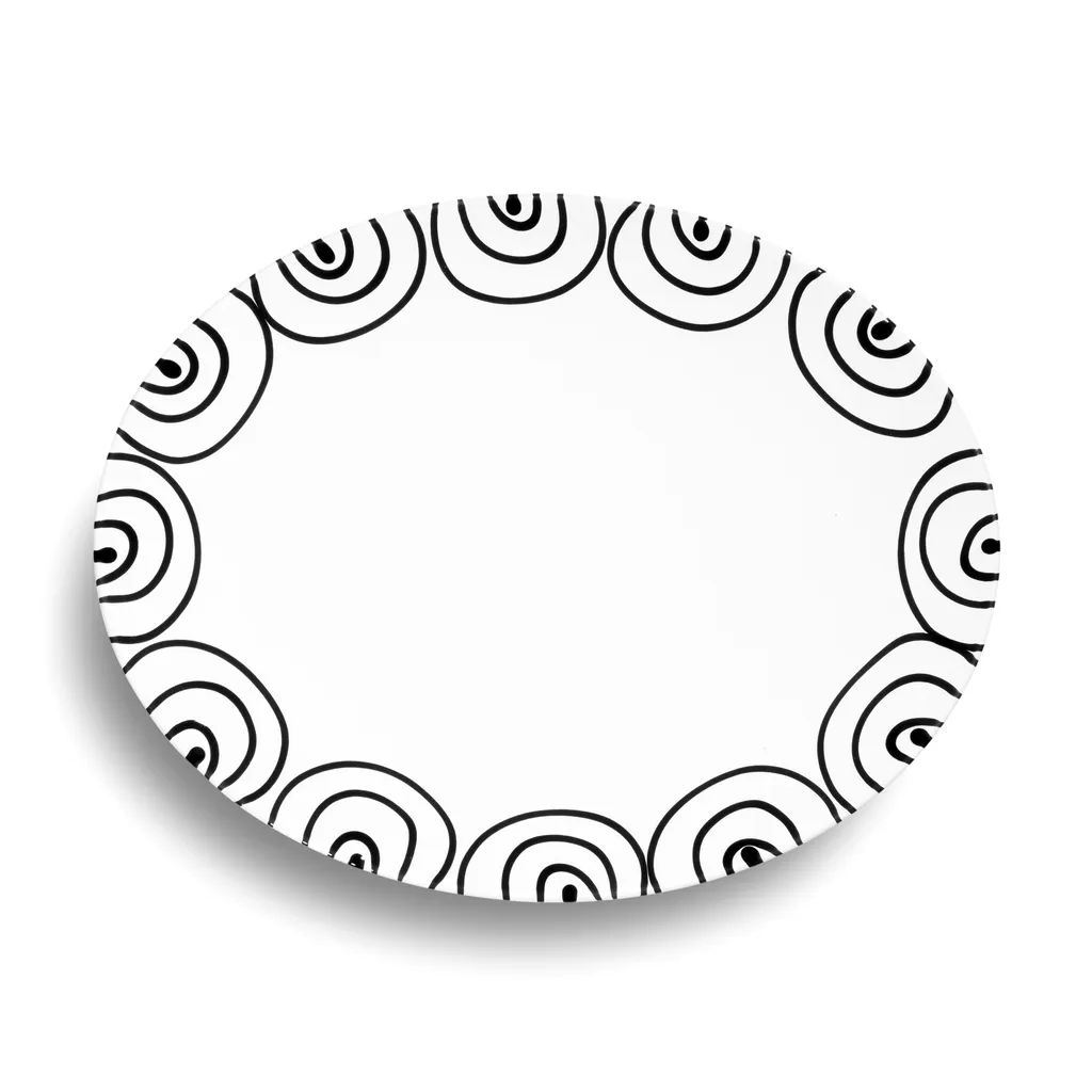 Plat ovale en céramique artisanale Gmundner décor noir 33x26 cm