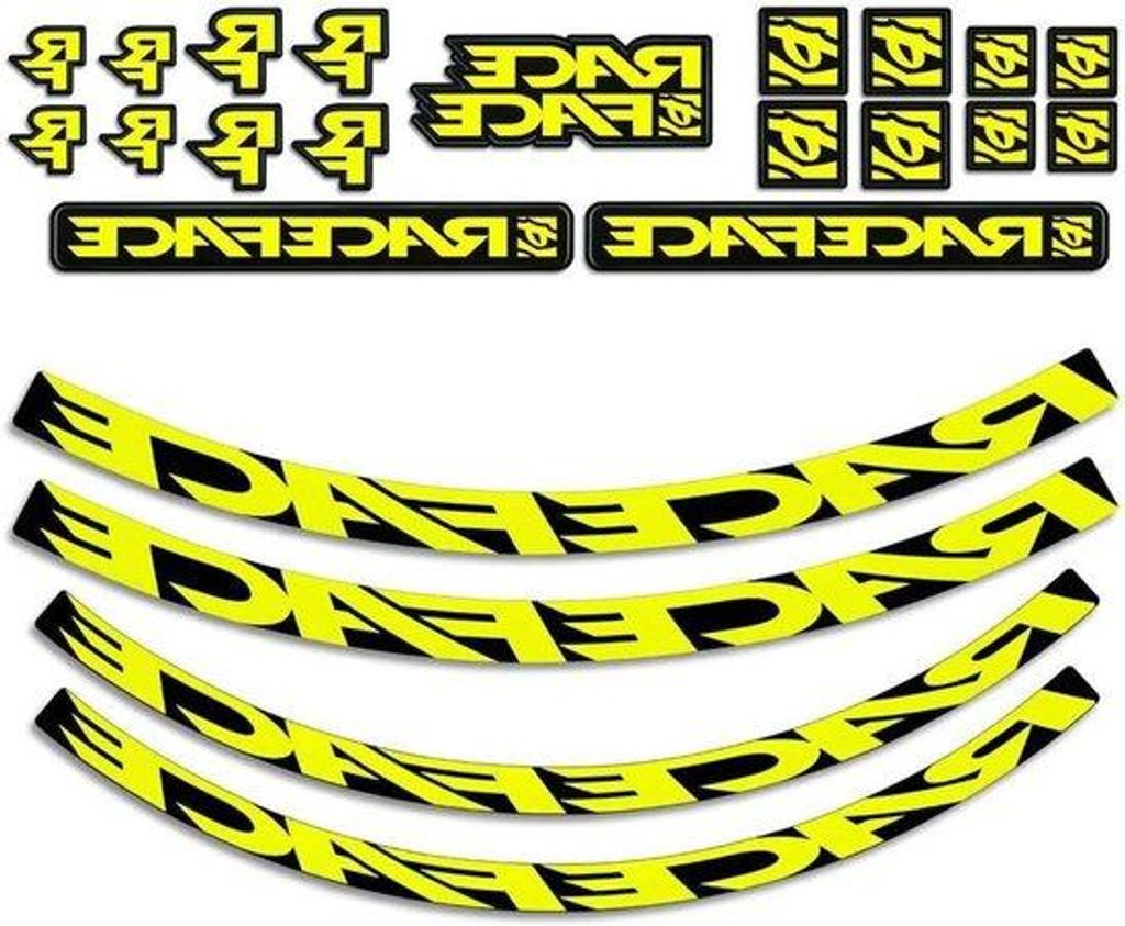 Velg Decal Kit - Sticker Set - Fahrrad Personalisierung - Kleine Offset - 48,7 x 13,1 cm - Neon Gelb