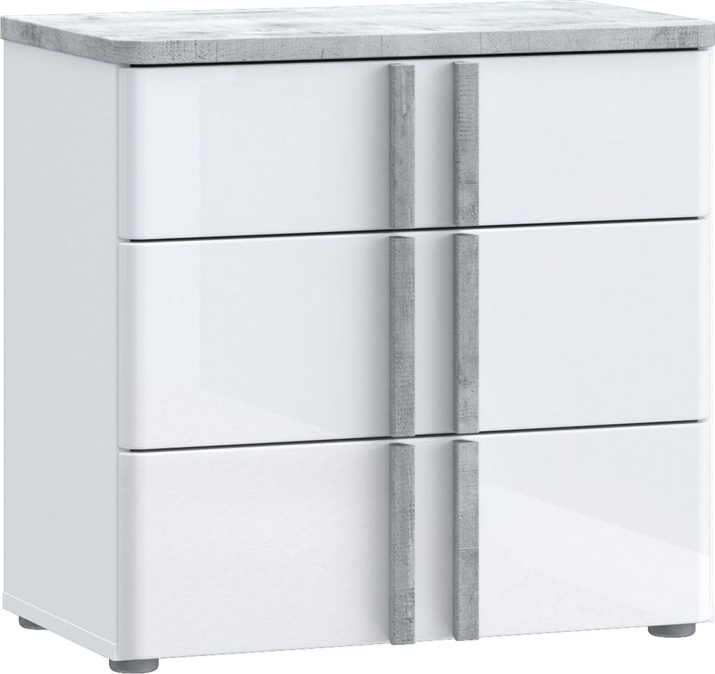 Furniture24 Nachttisch Buganvilla Bgvk113-M765 Nachtschrank 60.7 X 58.4 X 34.8 Cm Nachtkommode Hochglanz Mdf