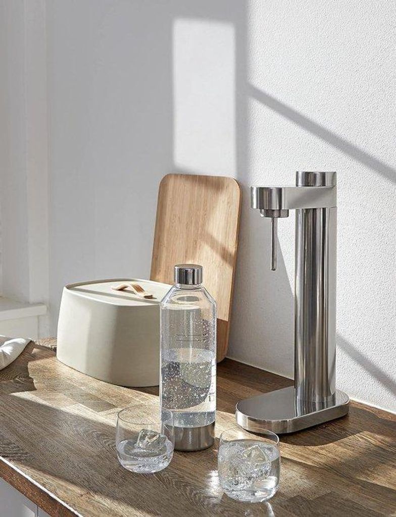 Wasserkarbonator Flasche Edelstahl mit Sprudel