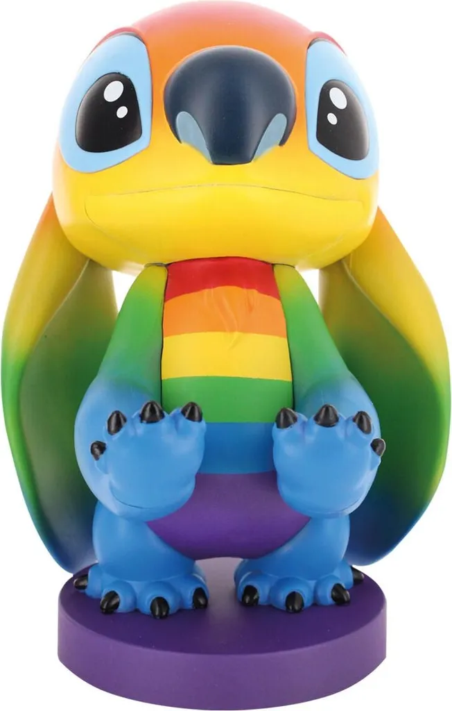 Support Stitch Rainbow articulé et son câble 20cm pour bureau et chevet