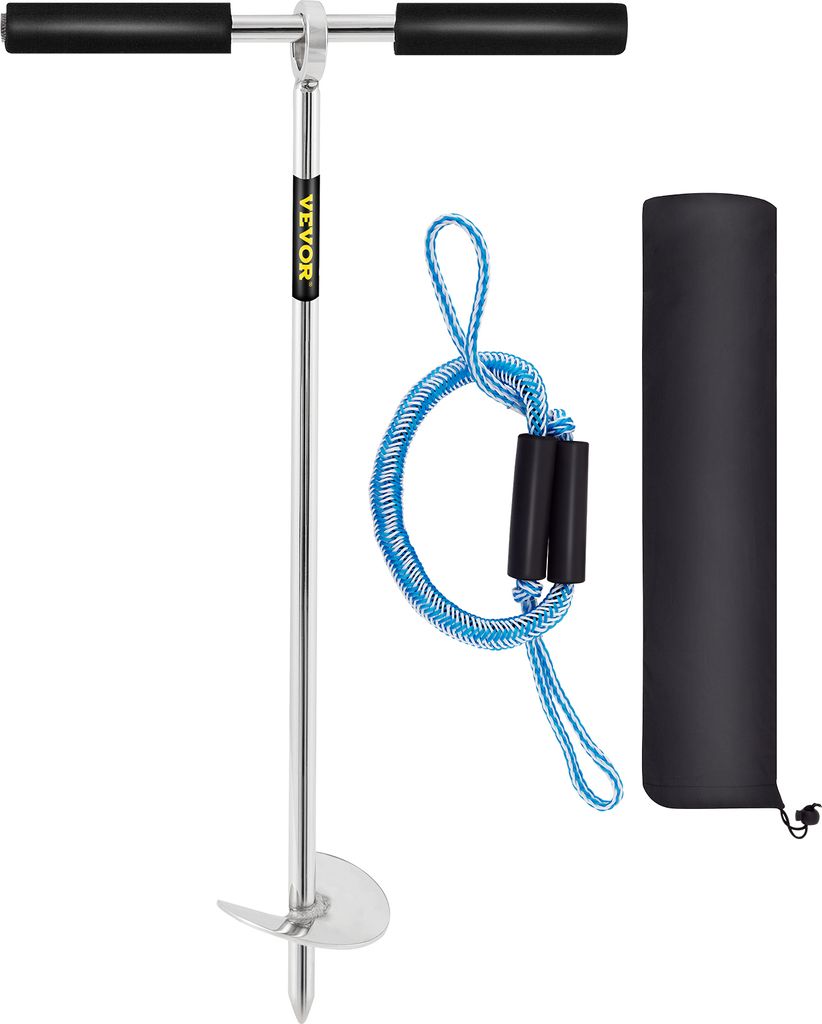 VEVOR Sandanke Bohrer zum Strand und zur Sandbank, 45 cm Schraubanker aus Edelstahl 316 mit Abnehmbarem Griff, Bungee-Leine und Tragetasche, für J...