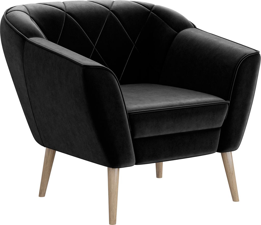 MEBLINI Sofa Sessel für Wohnzimmer - Mini Lounge für eine Person - Loungesessel - Armlehnstuhl - Armchair - GISELA - 1 - Schwarz Samt